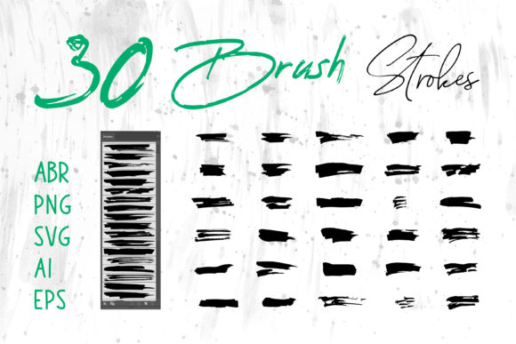 Digital Brush Stroke, Grungy Brush Set for Graphics and Brushes