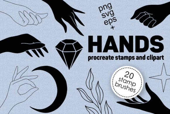 Hands Clipart and Procreate Stamps for Brand Graphics