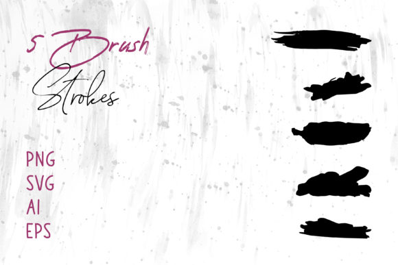 Set of Long Black Brush Strokes for Graphics and Brushes
